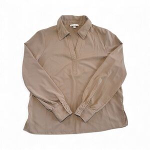 Maison D’Amelie Women’s Tan V-neck Blouse M